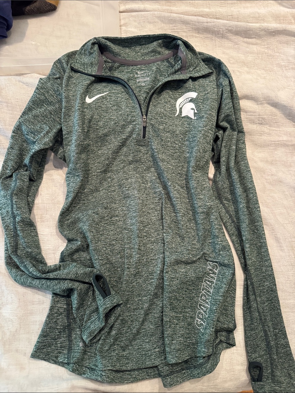 Nike Women's Spartan Green Heathered Quarter-Zip Pullover MSU Michigan State